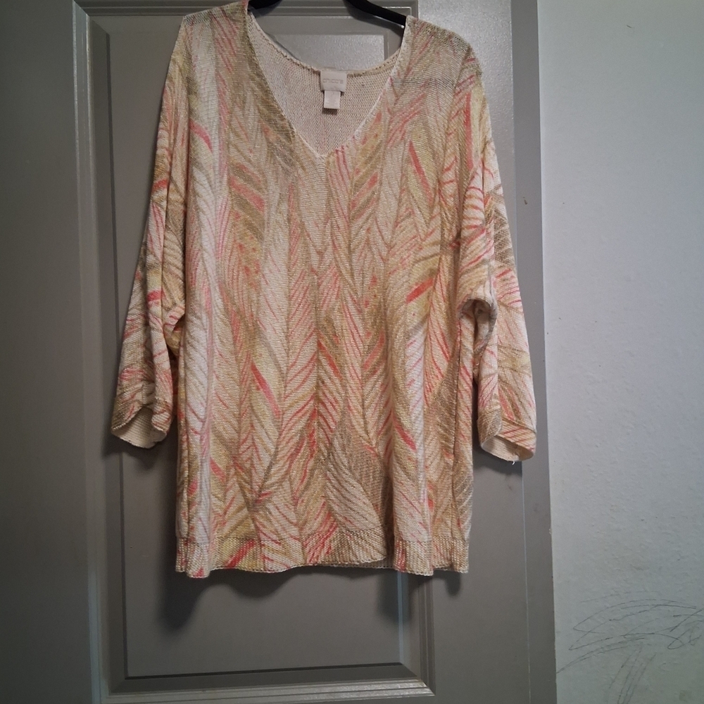 Chico's Multicolor Leaf Pattern Blouse - Picture 2 of 5